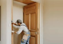 Установка двери из массива дерева